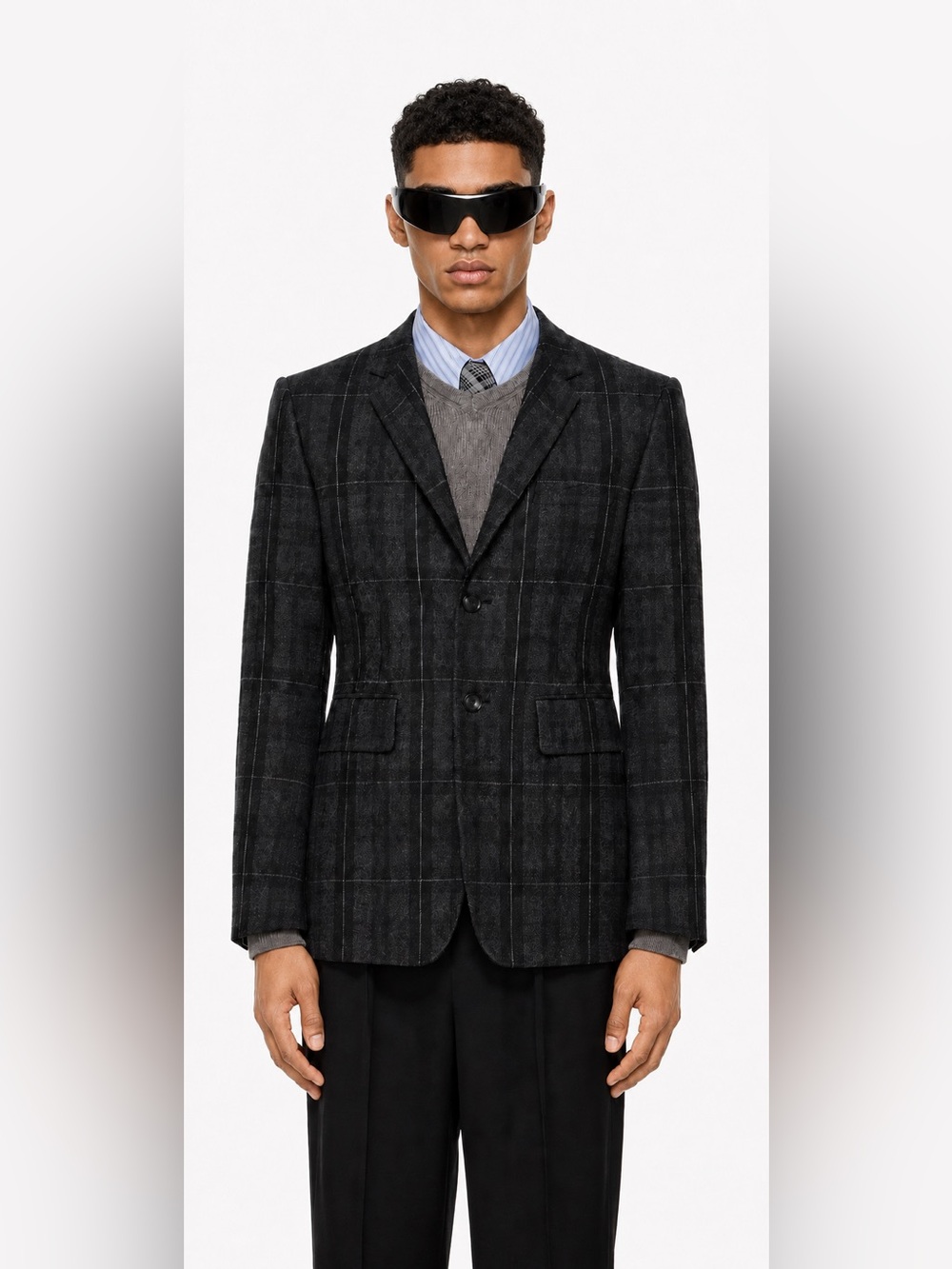 THOM BROWNE Blazer Wool And Cashmere Flannel Blazer In Check Print NWT Sz 2 / M